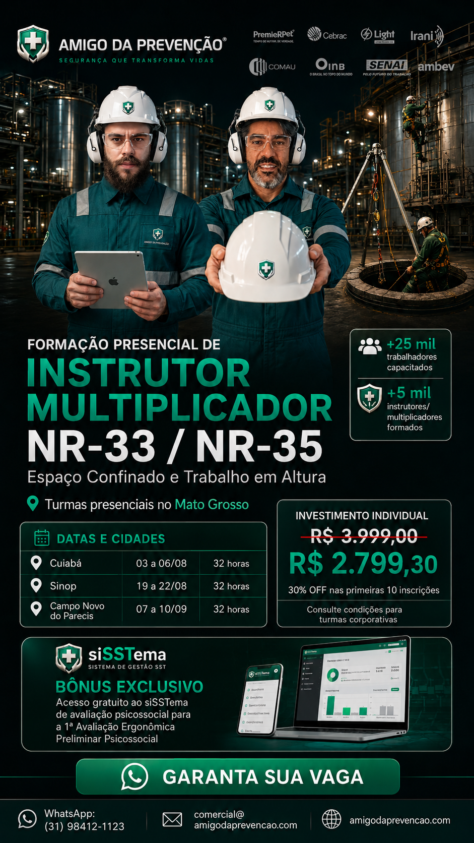 Cartaz da formação NR-33 / NR-35 — Combo Instrutor NR-33 + NR-35