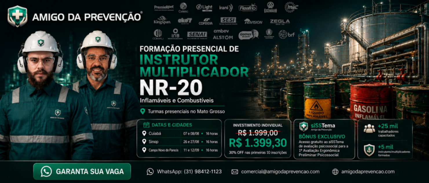 Formação presencial NR-20 — Instrutor Multiplicador NR-20