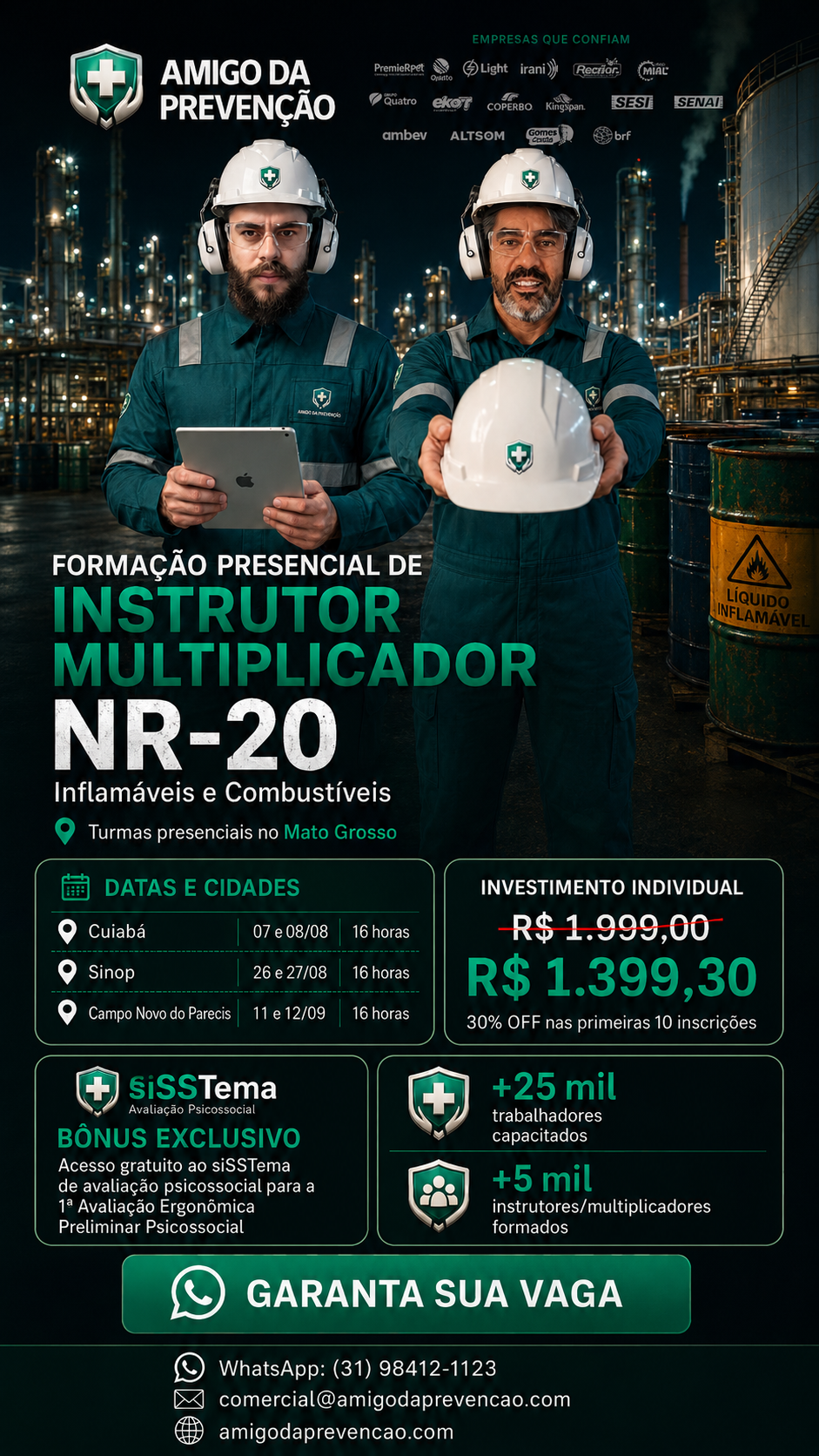 Cartaz da formação NR-20 — Instrutor Multiplicador NR-20
